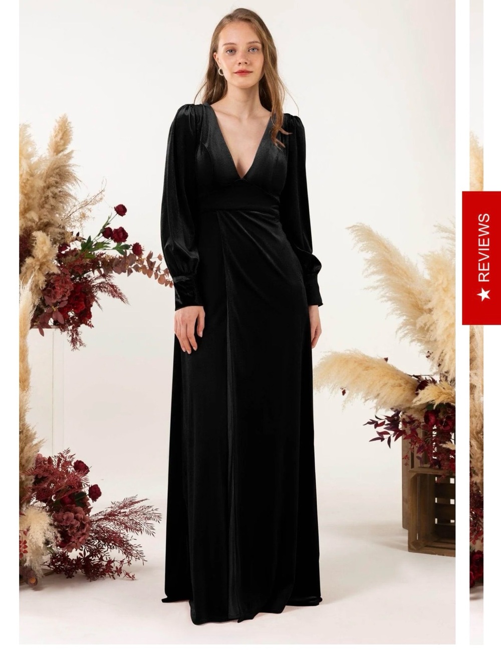 Cocomelody Sheath-Column Floor Length Velvet Dress in Black NWT